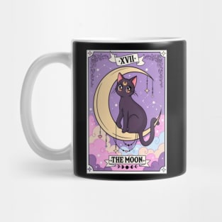 Japanese anime cat sitting on a crescent moon Mug